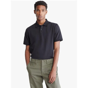 Calvin Klein Men Smooth Cotton Monogram Logo Polo Shirt Black Beauty Size XXL